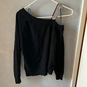 Jessica Simpson black off shoulder sweater